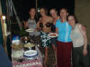 matriki accommodation, guests having a pot luck dinner, aitutaki style