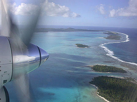 final approach, aitutaki cook islands lagoon,